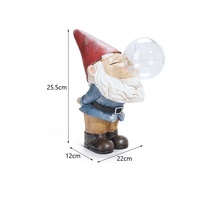 Statue de gnome de jardin amusant soufflant des bulles, en résine, avec lumière solaire, lampe LED globe pour extérieur, cour, patio, décoration de jardin, vente en gros, figurine OEM