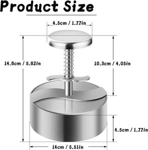 Presse à viande réglable en acier inoxydable 304, écologique, compatible lave-vaisselle, pour smash burger, moule à galettes de viande, pour barbecue - Product Image 2