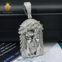 Pendentif Jésus en argent sterling S925 avec moissanite couleur D VVS, collier pour homme, pendentif diamant, bijoux hip-hop pour rappeur