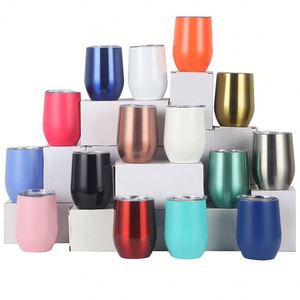 Gobelet isotherme Swig 12oz en acier inoxydable 304/201 en forme de coquille d'œuf avec isolation sous vide, logo personnalisable, pour boissons chaudes/froides, idéal comme cadeau - Product Image 1