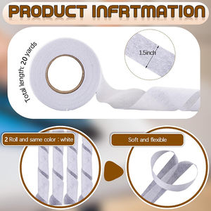 2 rollos de cinta de bateo fusible <span class=keywords><strong>para</strong></span> acolchar-1,5 pulgadas x 20 yardas, cinta de encuadernación transparente fusible <span class=keywords><strong>para</strong></span> batear dejar de coser - Product Image 2