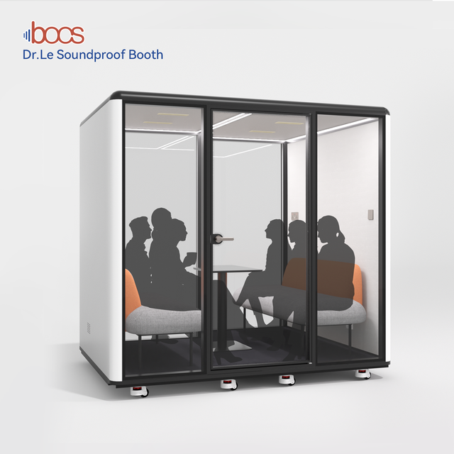 Custom 4 Person Soundproof Meeting Pod Office Acoustic Booth Privacy Cabin Modular Design Office Building Hotel Mall Use