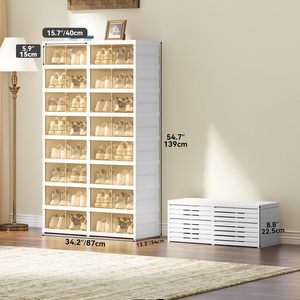 Caja de Almacenamiento de Zapatos de Plástico Transparente, Plegable y Apilable, Rectangular, Moldeada por Inyección de PP+PC, 22L, Precio de Fábrica al por Mayor, Inthetrend - Product Image 2