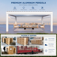 Système de toit rétractable en aluminium, pergola motorisée en aluminium et PVC pour extérieur