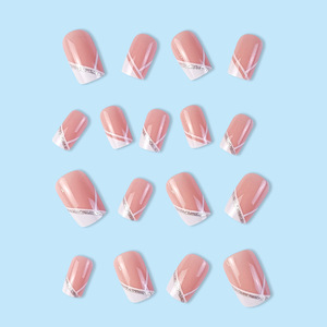 Prensa de Punta acrílica con purpurina blanca degradada cuadrada más popular con purpurina francesa personalizada <span class=keywords><strong>en</strong></span> las <span class=keywords><strong>uñas</strong></span> - Product Image 2