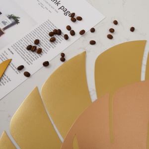 En STOCK Color oro respetuoso del medio ambiente de plástico HOJA DE Monstera mantel para cocina comedor <span class=keywords><strong>Accesorios</strong></span> - Product Image 6