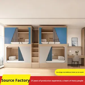 Многофункциональная современная металлическая двухъярусная кровать-капсула, полноразмерная кровать-чердак на четыре человека для гостиничных номеров и студенческих общежитий - Product Image 2