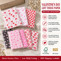 Kertas Tisu Anti Lembab Valentine 17gsm Bermotif Hati untuk Pembungkus Hadiah Mewah dan Kemasan Retail