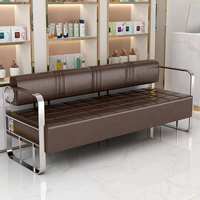 Fauteuil de salon de luxe léger, banc de réception en acier inoxydable pour salon de coiffure, canapé d'attente pour salon de coiffure tendance