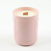 Pot à bougie en verre vert et rose vintage de luxe, gaufré, avec couvercle, revêtement personnalisé, récipients colorés pour la fabrication de bougies de Noël