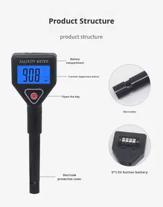 Analyseur de salinité numérique portable ABS, analyseur de concentration pour l'eau de mer, les aliments et les boissons, garantie 1 an - Product Image 6