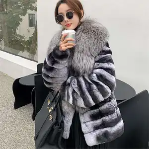 Atacado inverno PERSONALIZADA qualidade superior longo real genuína pele trench coat canadense fox fur coat