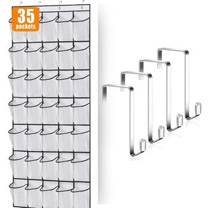 Moderne 35 maille poche sur la porte organisateur de chaussures suspendu garde-robe sac de rangement avec porte-chaussures étagère placard chambre salle de bain - Product Image 1