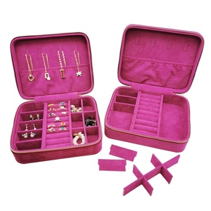 หรูหรากำมะหยี่เครื่องประดับกรณีการเดินทางที่กำหนดเองถุงเครื่องประดับบรรจุภัณฑ์โลโก้แหวนต่างหูสร้อยคอกล่องเก็บเครื่องประดับ - Product Image 4