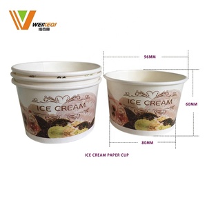 Boîtes d'emballage de yaourt carrées Conteneur de glace Sundae congelé avec cuillère en plastique en bois Tasse de papier de crème glacée écologique à emporter - Product Image 2