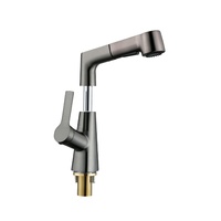 Robinet de lavabo moderne brossé à tirette pour lavabo de salle de bain robinets de salle de bain rotatifs montés sur le pont