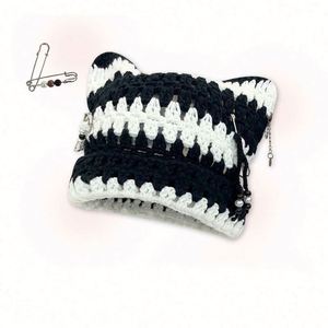 Sombreros de Ganchillo Coloridos Hechos a Mano al por Mayor para Mujer, Sombreros de Ganchillo Cuadrados Punk Multicolores - Product Image 3