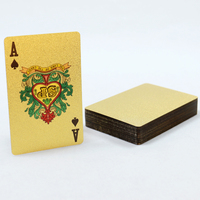Cartes à jouer publicitaires personnalisées haut de gamme en plastique doré avec feuille d'or, 100 % PVC, design arabe, jeu de cartes cadeau familial
