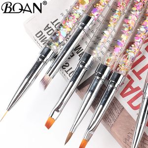 Pinceau à ongles <span class=keywords><strong>BOAN</strong></span> avec manche rose pailleté, pinceau à ongles pour liner, pinceau rond pour gel de manucure - Product Image 5