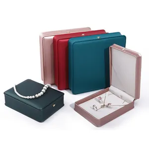 PU Jewelry Box Large Set Storage Box Packaging Crown Buckle Flip Velvet Jewelry Ring Bracelet Necklace Combination Box