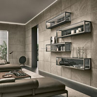 Escaparate montado en la pared con marco de aluminio y metal Modular de lujo minimalista moderno con luz Led para sala de estar dormitorio principal Villa