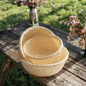 Paniers tissés en bambou de style moderne fait à la main-paniers de rangement de cadeaux d'affichage créatif pour le thé collations fruits secs pâtisseries nourriture - Product Image 1