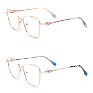WO202 <span class=keywords><strong>Lunettes</strong></span> <span class=keywords><strong>originales</strong></span> pour <span class=keywords><strong>femme</strong></span>, monture en métal, monture optique tendance bicolore, style œil <span class=keywords><strong>de</strong></span> chat - Product Image 2