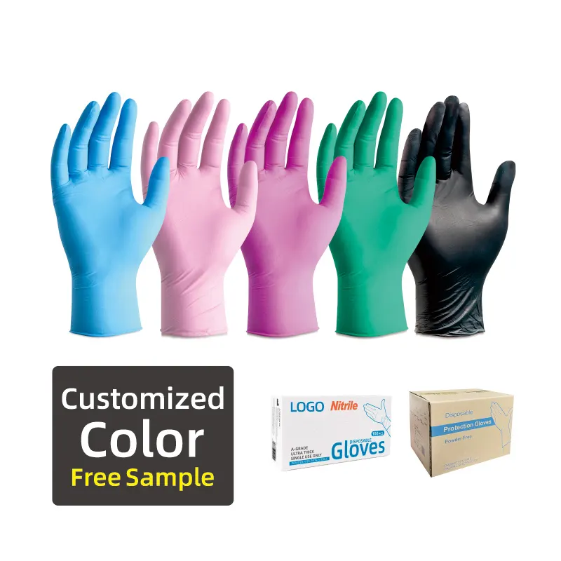 ANBOSON Custom Manufacture Wholesale Safety Protective Powder Free Blue Black Disposable Nitrile Gloves