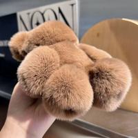Nouveau porte-clés ours mignon et tendance, pendentif en fausse fourrure de lapin douce et écologique, breloque de sac à main, cadeaux d'anniversaire