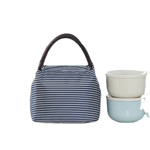 Bolso a rayas de gran capacidad Bento Lunch Aislamiento Bolsa de hielo Isoterma para la escuela de los niños - Product Image 1
