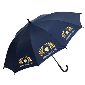 Parapluie de voyage personnalisé imprimé pour la promotion d'entreprise, parapluies de golf personnalisables avec logo pour agence de bijouterie en or - Product Image 1