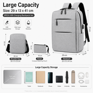 <span class=keywords><strong>Sac</strong></span> à dos pour <span class=keywords><strong>ordinateur</strong></span> portable, ensemble de 3 pièces, cadeau d'affaires, <span class=keywords><strong>sac</strong></span> pour <span class=keywords><strong>ordinateur</strong></span> de couleur unie, <span class=keywords><strong>sac</strong></span> pour <span class=keywords><strong>ordinateur</strong></span> portable minimaliste avec pochette <span class=keywords><strong>bandoulière</strong></span> - Product Image 3