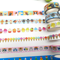 Cinta Adhesiva Decorativa Washi para Manualidades, Diario, Planificador, Álbum de Recortes, Desgarrable, Reutilizable, Adhesivo, Patrón Colorido, Suministros para Envolver Regalos