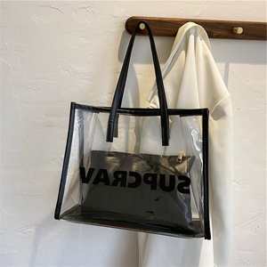 กระเป๋าโท้ทใส่เครื่องสำอางสำหรับเดินทางโรงแรมชายหาดโปร่งใสออกแบบโลโก้ได้อย่างเรียบง่าย - Product Image 6