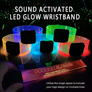 Pulseras LED con Diseño de Hebilla Magnética Activadas por Sonido para Conciertos, Fiestas Rave, Noches de Navidad, Paseos Nocturnos - Product Image 1