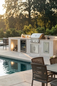 2025 Dorene mejor cocina pequeña para exteriores diseño moderno <span class=keywords><strong>de</strong></span> acero inoxidable parrilla nevera fregadero vidrio elegante pizarra gabinete <span class=keywords><strong>de</strong></span> cocina para exteriores - Product Image 4