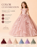 Robe de princesse personnalisée ODM pour filles - Col rond, superposée, ornée de perles, design élégant, saison printemps, longueur mi-mollet