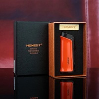 Creative trois feu Jet coupe-vent allume-cigare métal perceuse à cigares briquet gonflable boîte-cadeau en gros