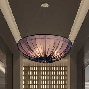 Lustre en tissu de style chinois moderne, lumière LED ronde pour restaurant, chambre à coucher, salon - Product Image 3