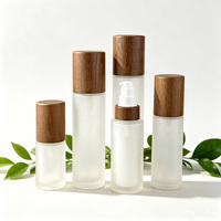 Emballage cosmétique en bois foncé 30ml 50ml 100ml 120ml 150ml, flacon givré pour toner, lotion, sérum avec couvercle en bois foncé