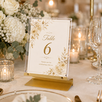 Support de signalisation magnétique en acrylique avec base, cadre transparent double couche pour menu, numéro de table, signalisation « réservé »