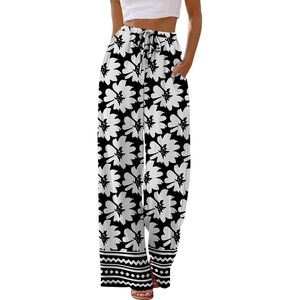 Pantalones Palazzo de Lino para Mujer, Estilo Veraniego, Anchos, para Playa, con Bolsillos, Transpirables, de Cintura Media, Estilo Fluido - Product Image 2