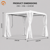 Pergola rétractable blanche en aluminium et acier 3x3,6m prête à l'emploi, stabilité supérieure, toit à lames renforcé avec maille