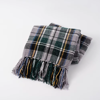 Plaid en chenille à carreaux avec franges à pompons 50x60 pouces, couverture design pour boutiques et vendeurs en ligne