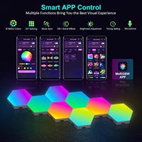 Lumière LED créative DIY intelligente avec application et commande vocale, synchronisation musicale, lumière hexagonale en nid d'abeille, cadeau de nuit, lumière ambiante murale et de plafond