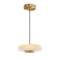 Luminaire suspendu en marbre minimaliste moderne, en cuivre massif, style design nordique, lustre LED rond pour salle à manger et bar