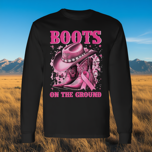 Camiseta de manga larga para mujer con estampado digital de vaquera del oeste y concienciación sobre el cáncer de mama, cuello redondo, para caminar y correr - Product Image 2