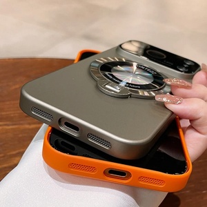 Funda Magnética de Lujo Color Naranja para iPhone 17 Pro Max con Soporte de Anillo y Tacto de Piel - Product Image 6