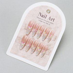 Xiaohongshu Hot-Selling Wearable Tips High-End Petal Gradient Handmade Nail Art Long Water <b>Drop</b> Spicy Girl Fake Nails - Product Image 4