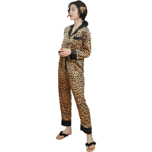 Di estate su misura del leopardo pigiama Nuove donne di disegno raso di seta pantaloni lunghi indumenti da notte delle ragazze delle donne degli indumenti da notte dei <span class=keywords><strong>pigiami</strong></span> delle ragazze degli indumenti da notte - Product Image 2